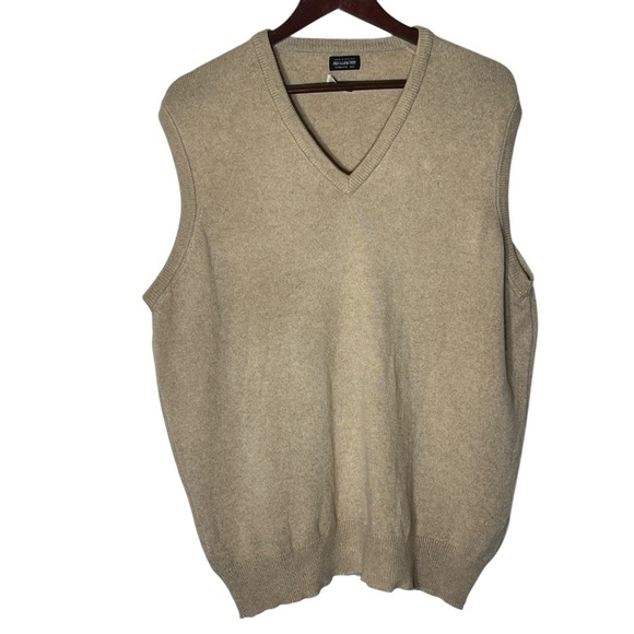 Brooks Brothers 100% Cashmere Sweater Vest Tan 80’s Made In England 46” - Picture 1 of 7